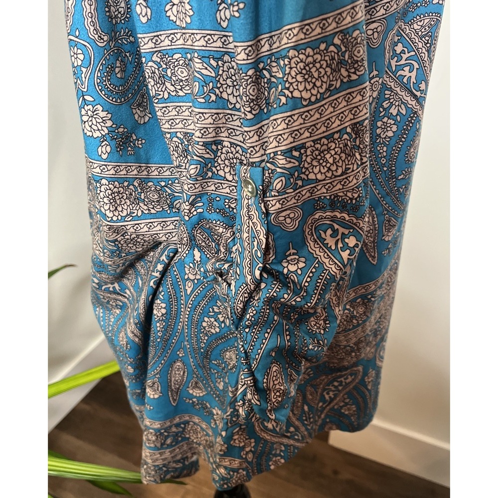 Luckymore Womens Zip Neck Long Sleeve Flowy Tunic Top Size XXL-Turquoise Paisley - Picture 5 of 11